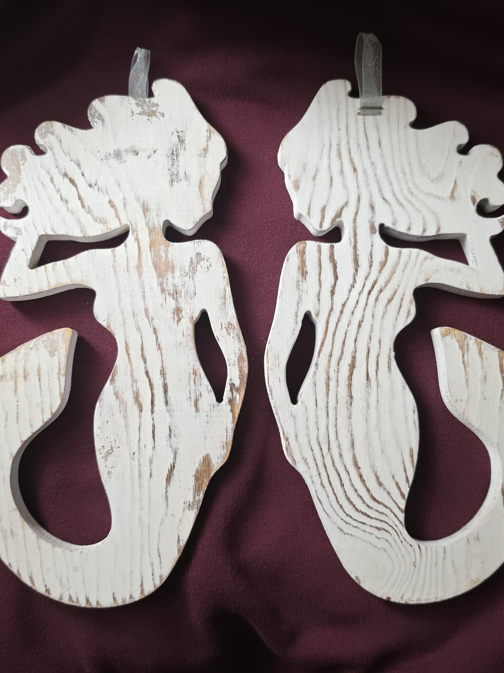Rustic White Mermaid Wall Decor Pair - Unbranded